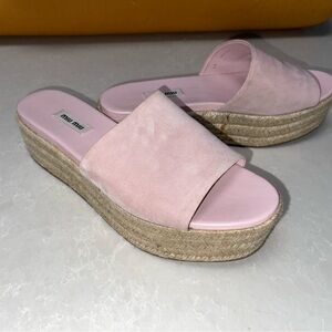 Miu Miu Pink Platform Espadrille Sandals GUC